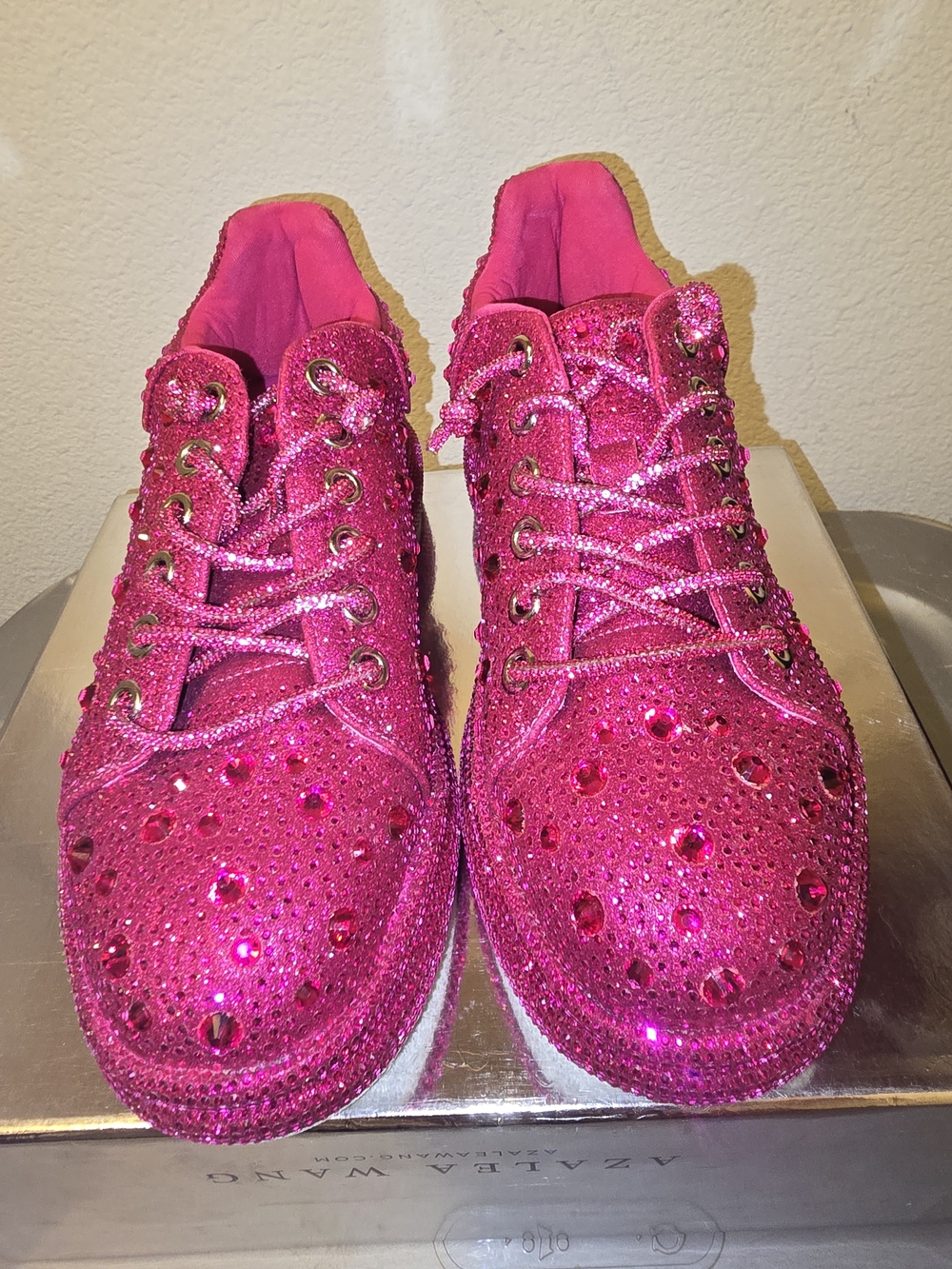 Akira Azalea Wang Women's Crystal Embellished Rhinestone Pink Bling Sneakers
